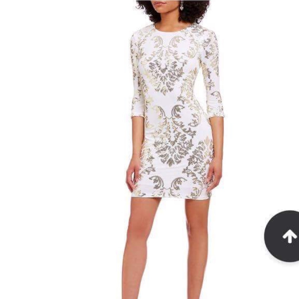 B.Darlin Metallic Sequin Mirror Print Sheath Dress